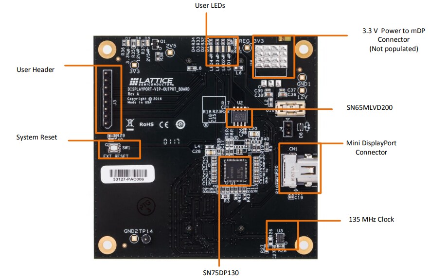 Lattice Semiconductor DisplayPort VIP Output Board